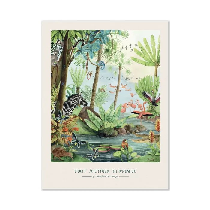 Affiche-La-rivière-sauvage-30x40cm-Tout-autour-du-monde-Moulin-Roty Prix Choc Affiche La rivière sauvage 30x40cm Tout autour du monde Moulin Roty