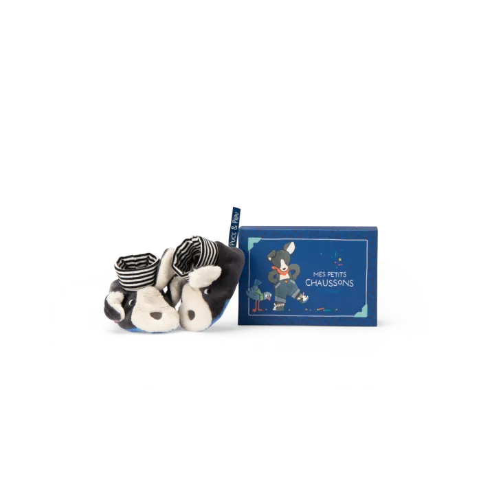 Chaussons-Chien-Puce-bleu-Puce-Pilou-Moulin-Roty Chaussons Chien Puce bleu Puce & Pilou Moulin Roty Promotion Saisonnière