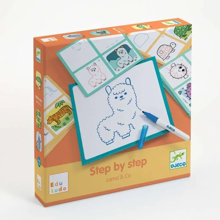 Coloriage-Step-by-Step-Lama-Co-Djeco Coloriage Step by Step Lama & Co Djeco Vente Flash