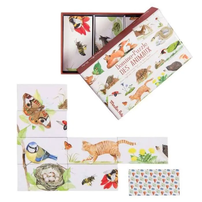Domino-Puzzle-des-animaux-Le-jardin-du-Moulin-Moulin-Roty Domino-Puzzle des animaux Le jardin du Moulin Moulin Roty Authentique