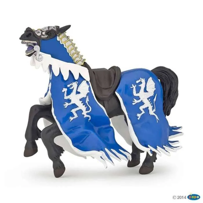 Figurine-cheval-du-roi-au-dragon-bleu-Papo Achat Immédiat Figurine cheval du roi au dragon bleu Papo