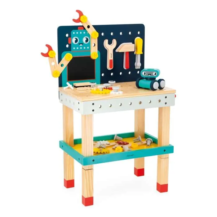 Grand-établi-en-bois-Robot-Bricokids-Janod Commander Vite Grand établi en bois Robot Brico'kids Janod