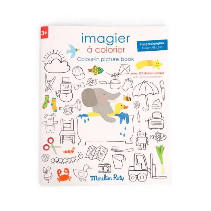 Imagier-à-colorier-avec-stickers-Les-Popipop-Moulin-Roty Top Qualité Imagier à colorier avec stickers Les Popipop Moulin Roty