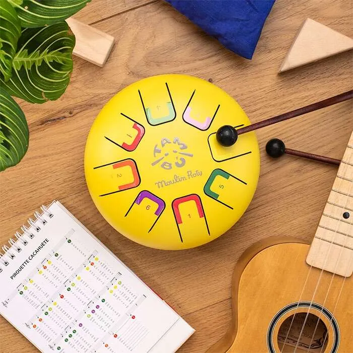 Instrument-de-musique-Tongue-drum-jaune-Les-Popipop-Moulin-Roty Instrument de musique Tongue drum jaune Les Popipop Moulin Roty Nouveauté