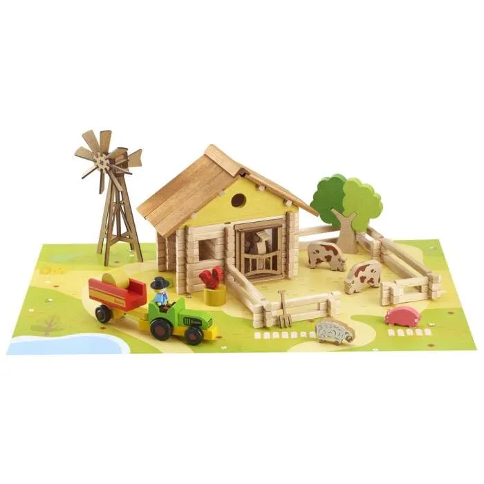 Jeu-de-construction-ma-ferme-en-bois-JeuJura Jeu de construction ma ferme en bois JeuJura Prix Cassé