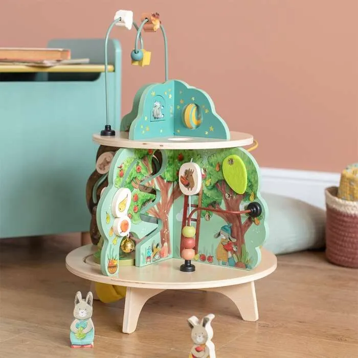 Jouet-déveil-en-bois-Jardin-multi-activités-Trois-petits-lapins-Moulin-Roty Prix Promo Jouet d'éveil en bois Jardin multi-activités Trois petits lapins Moulin Roty
