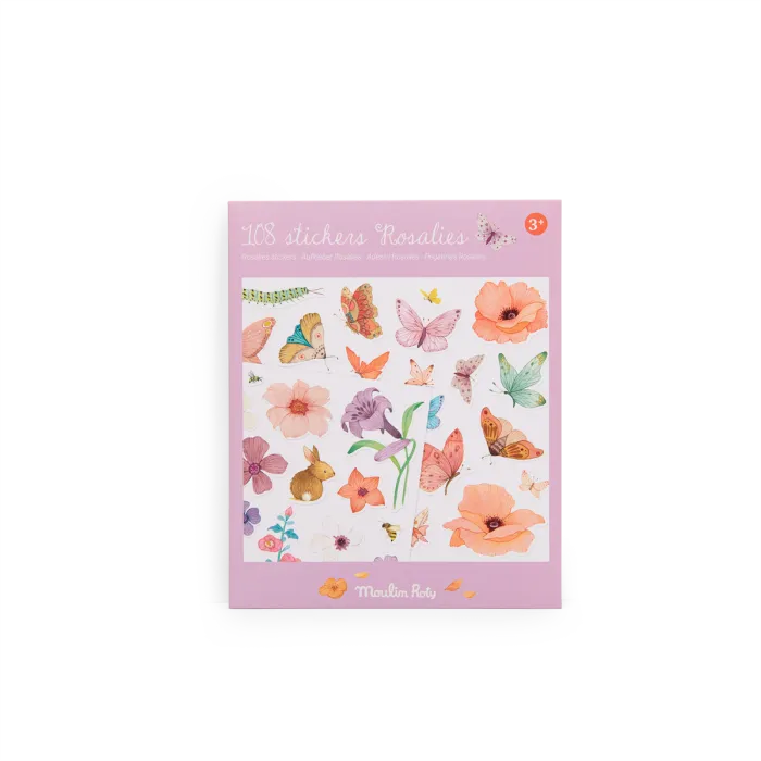 Pochette-108-stickers-Les-Rosalies-Moulin-Roty Pochette 108 stickers Les Rosalies Moulin Roty Garantie Incluse