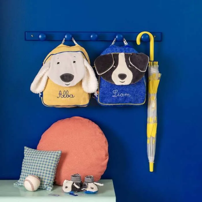 Sac-à-dos-à-broder-Chien-bleu-Puce-Puce-Pilou-Moulin-Roty Achat Immédiat Sac à dos à broder Chien bleu Puce Puce & Pilou Moulin Roty