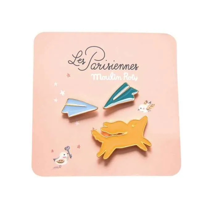 Set-de-3-pins-laqués-chien-les-parisiennes-Moulin-Roty Affaire À Saisir Set de 3 pin's laqués chien les parisiennes Moulin Roty