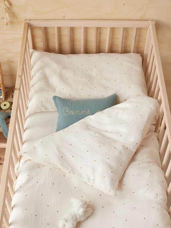 Housse-de-couette-bébé-gaze-de-coton-bio-Baby-Gaufrée Housse de couette bébé gaze de coton bio "Baby Gaufrée" Produit De Marque