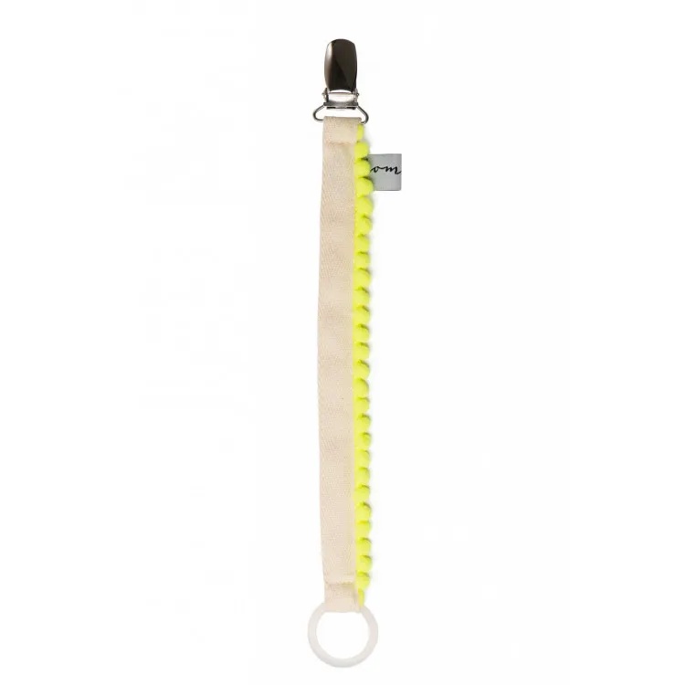 Attache-tétine-Pompon-Jaune-néon-11121 Attache-tétine Pompon Jaune néon Bon Plan
