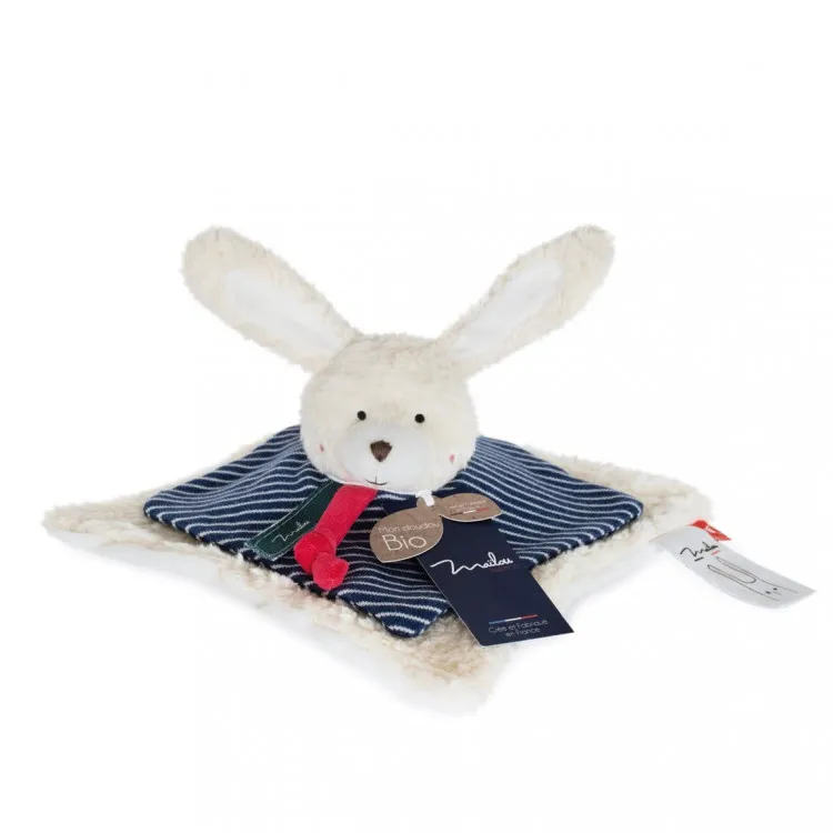 Doudou-plat-Lapin-coton-bio-grand-modèle-25cm-7310 Doudou plat Lapin coton bio grand modèle 25cm Pas Cher
