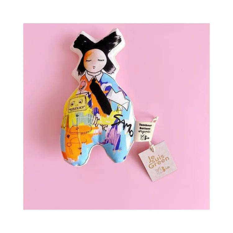Hochet-coussin-illustré-GOTS--Mr-Samo-8556 Hochet coussin illustré GOTS- Mr Samo Nouvelle Collection