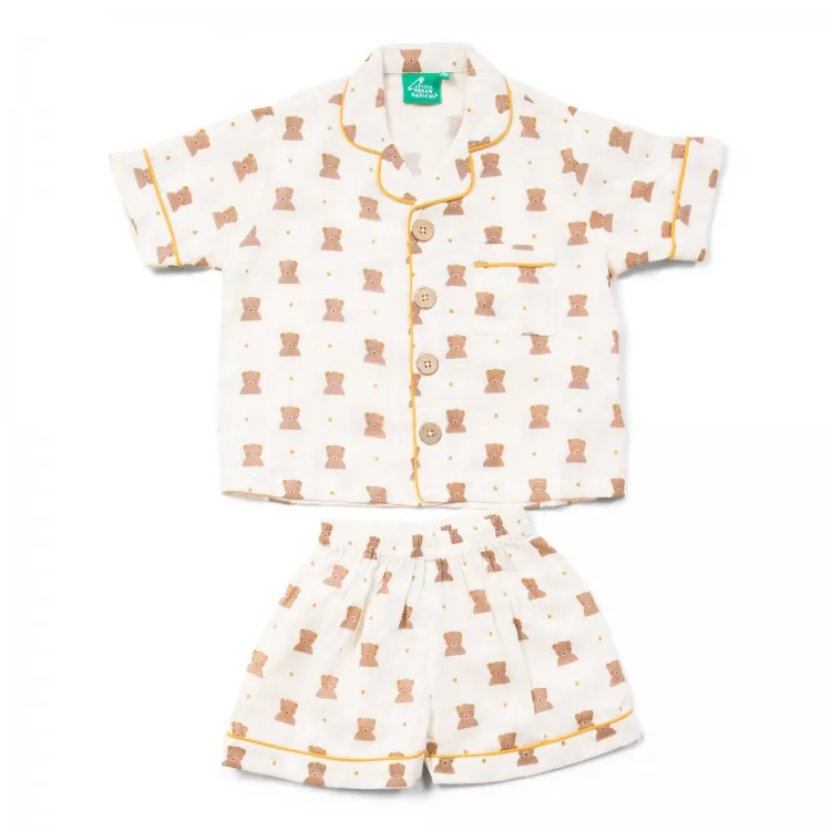 Pyjama-court-à-boutons-Oursons-10155 Premium Pyjama court à boutons Oursons