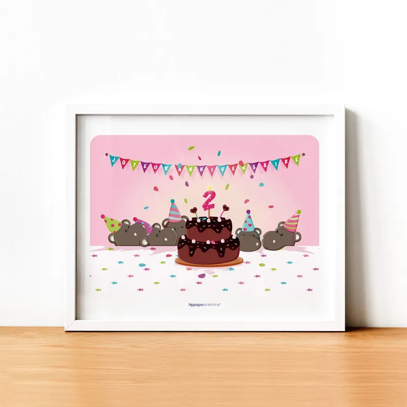 Affiche – Hippopotame – Anniversaire 2 ans Super Prix