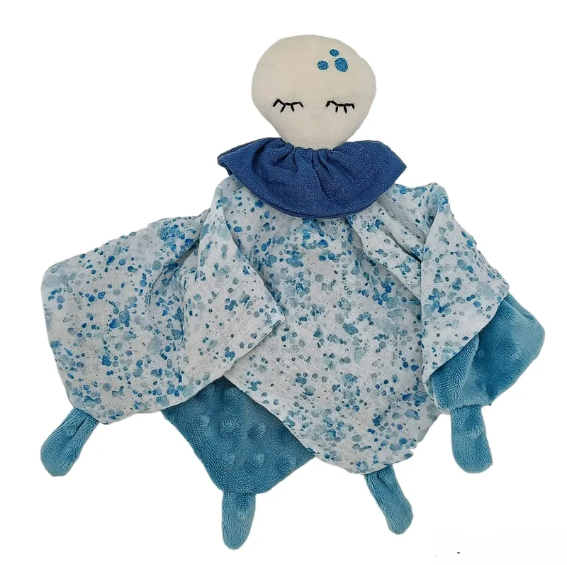 Doudou-poulpe-Gaze-de-coton-et-Minky-personnalisable Livraison Express Doudou poulpe Gaze de coton et Minky personnalisable