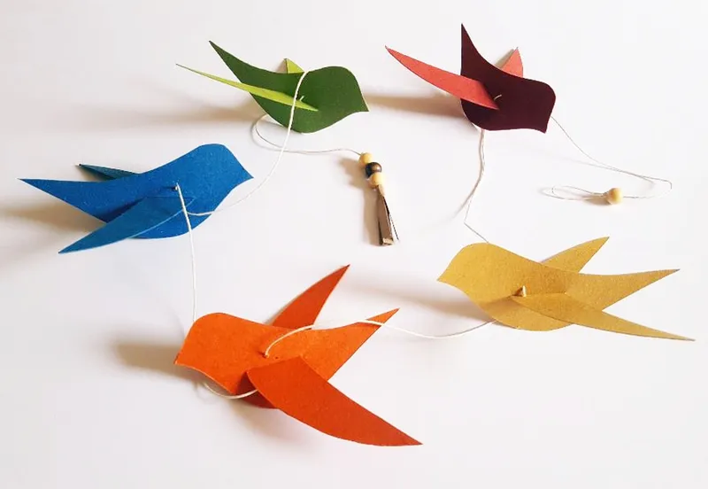 Guirlande-décorative-oiseaux-en-papier-coloré-100cm Top Qualité Guirlande décorative oiseaux en papier coloré 100cm