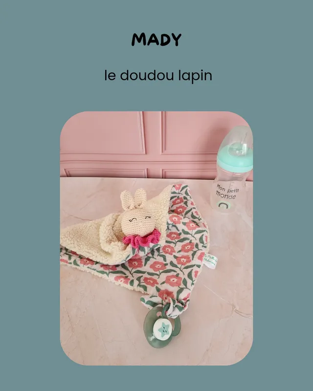Mon-doudou-Lapin-au-crochet-à-Personnaliser Mon doudou Lapin au crochet à Personnaliser Livraison Mondiale