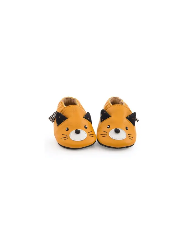 Chaussons-cuir-chat-moutarde-Les-moustaches-06-m---Moulin-Roty-14050 Nouvel Arrivage Chaussons cuir chat moutarde Les moustaches 0/6 m - Moulin Roty