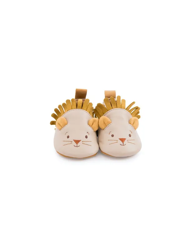 Chaussons-cuir-lion-beige-Sous-mon-baobab-1824-m---Moulin-Roty-13923 Pas Cher Chaussons cuir lion beige Sous mon baobab 18/24 m - Moulin Roty