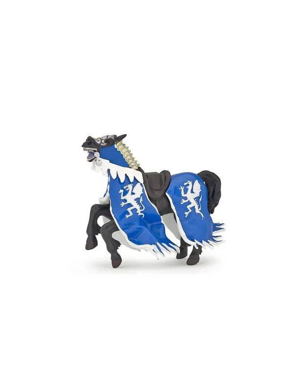 Figurine-cheval-du-roi-au-dragon-bleu---Papo-17603 Figurine cheval du roi au dragon bleu - Papo Édition Limitée