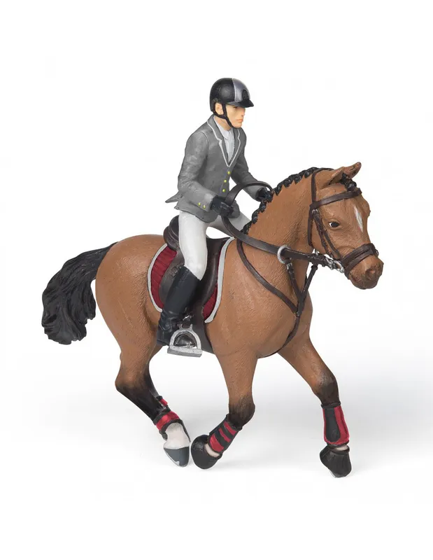 Figurines-cheval-de-concours-et-son-cavalier---Papo-17093 Figurines cheval de concours et son cavalier - Papo Soldes