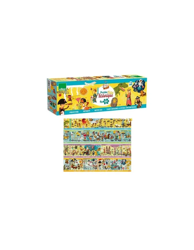 Puzzle-grande-frise-historique-4-x-100-pcs---Vilac-15772 Vente Flash Puzzle grande frise historique 4 x 100 pcs - Vilac