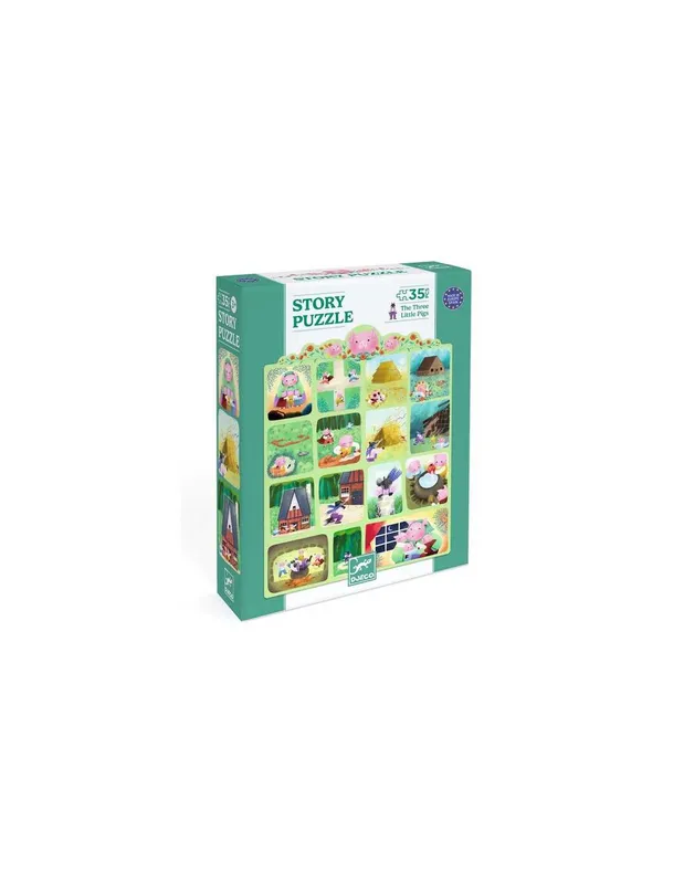 Story-puzzle-Les-Trois-Petits-Cochons-35-pièces---Djeco-14823 Story puzzle Les Trois Petits Cochons 35 pièces - Djeco Garantie Incluse