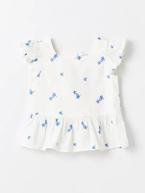 LCW-Kids-Blouse-pour-B233b233s-Filles-224-Col-Carr233-Manches-Courtes-Brod233e Satisfait Ou Remboursé LCW Kids Blouse pour Bébés Filles à Col Carré, Manches Courtes, Brodée