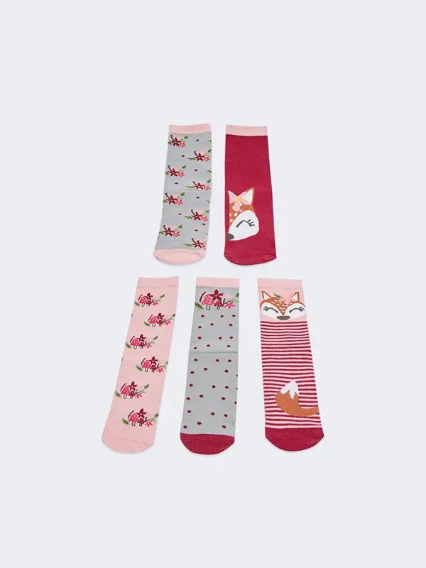 LCW-Kids-Chaussettes-de-Cheville-224-Motifs-pour-Filles-Lot-de-5-Pi232ces Original LCW Kids Chaussettes de Cheville à Motifs pour Filles Lot de 5 Pièces
