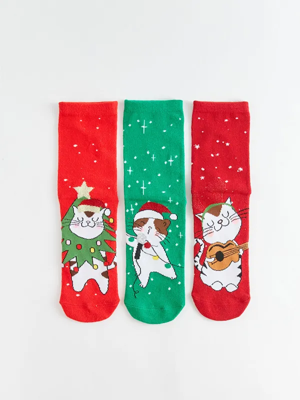 LCW-Kids-Chaussettes-de-Cheville-Th233matiques-de-No235l-pour-Filles-Lot-de-3-Pi232ces LCW Kids Chaussettes de Cheville Thématiques de Noël pour Filles Lot de 3 Pièces Offre Spéciale