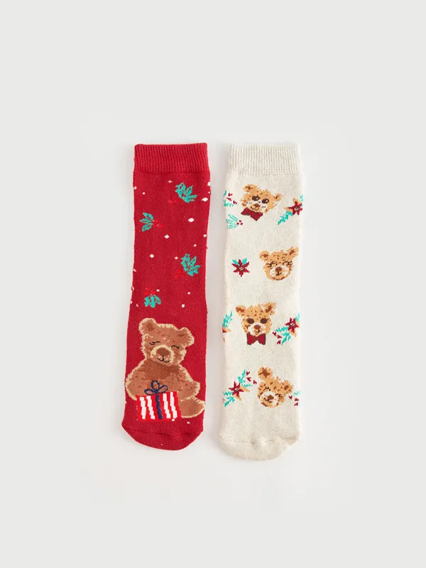 LCW-Kids-Chaussettes-de-Cheville-en-Tissu-201ponge-224-Th232me-du-Nouvel-An-pour-Filles-Lot-de-2 LCW Kids Chaussettes de Cheville en Tissu Éponge à Thème du Nouvel An pour Filles Lot de 2 Achat Immédiat