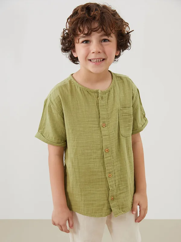 LCW-Kids-Chemise-et-Pantalon-Basique-pour-Gar231ons-Col-Mao-Lot-de-2 Artisanat LCW Kids Chemise et Pantalon Basique pour Garçons Col Mao Lot de 2