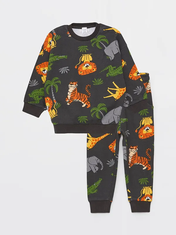 LCW-Kids-Ensemble-2-Pi232ces-B233b233-Gar231ons-Imprim233-Col-Rond-Manches-Longues-Sweat-Shirt-et-Pantalon-de-Surv234tement LCW Kids Ensemble 2 Pièces Bébé Garçons Imprimé Col Rond Manches Longues Sweat-Shirt et Pantalon de Survêtement Meilleur Choix