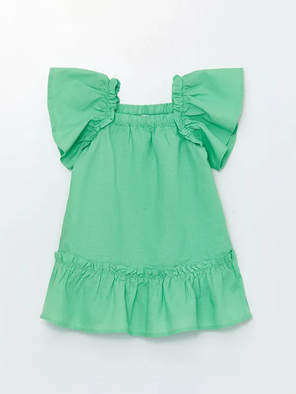 LCW-Kids-Robe-pour-B233b233-Filles-224-Col-Carr233-et-Manches-Courtes-en-M233lange-de-Lin Acheter Direct LCW Kids Robe pour Bébé Filles à Col Carré et Manches Courtes en Mélange de Lin
