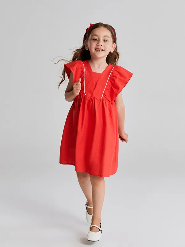 LCW-Kids-Robe-pour-Filles-224-Col-Carr233-Aspect-Lin LCW Kids Robe pour Filles à Col Carré Aspect Lin Prix Cassé