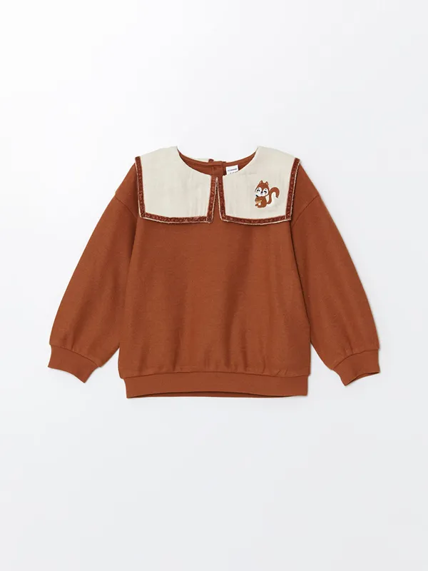 LCW-Kids-Sweat-shirt-Brod233-pour-Filles-224-Col-Carr233 Promotion LCW Kids Sweat-shirt Brodé pour Filles à Col Carré