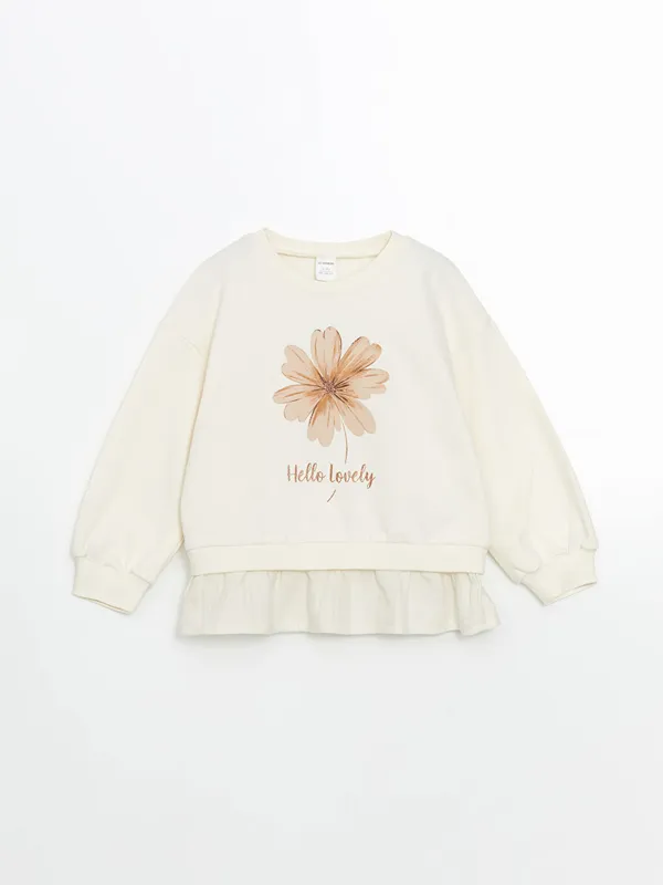 LCW-Kids-Sweat-shirt-Floral-pour-Filles-224-Col-Rond Acheter Direct LCW Kids Sweat-shirt Floral pour Filles à Col Rond