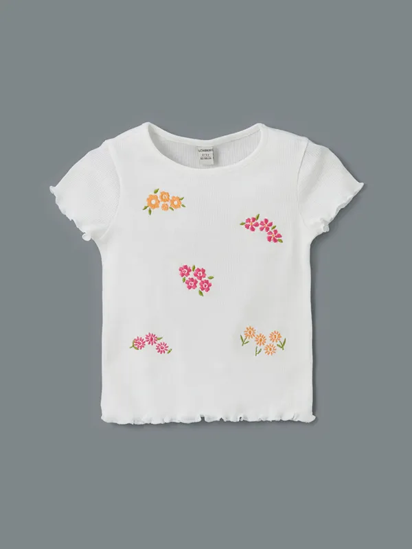 LCW-Kids-T-shirt-en-Jersey-224-Col-Rond-avec-Broderie-Fleur-pour-Filles LCW Kids T-shirt en Jersey à Col Rond avec Broderie Fleur pour Filles Offre Du Jour