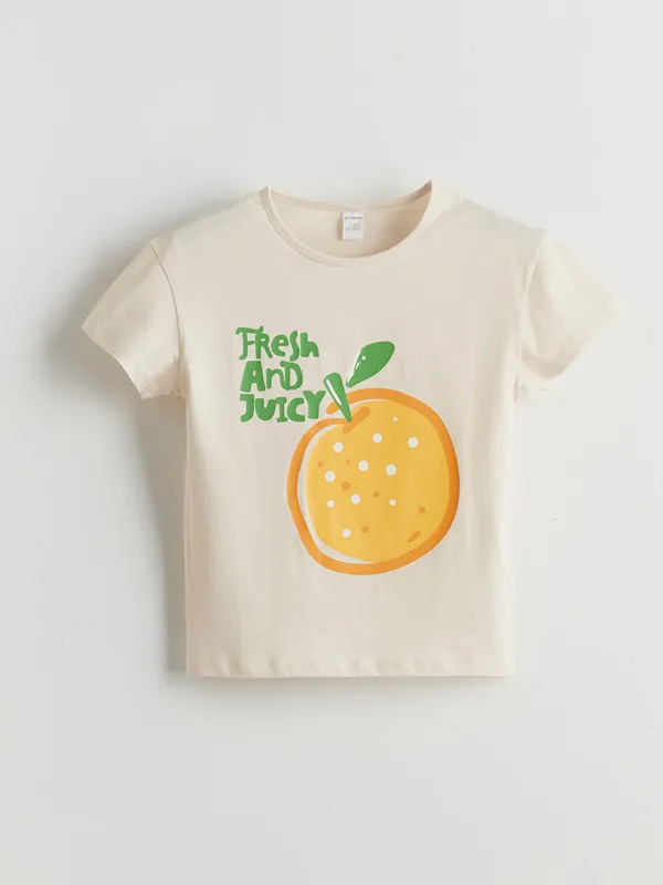 LCW-Kids-T-shirt-imprim233-224-col-rond-pour-Filles Top Vente LCW Kids T-shirt imprimé à col rond pour Filles