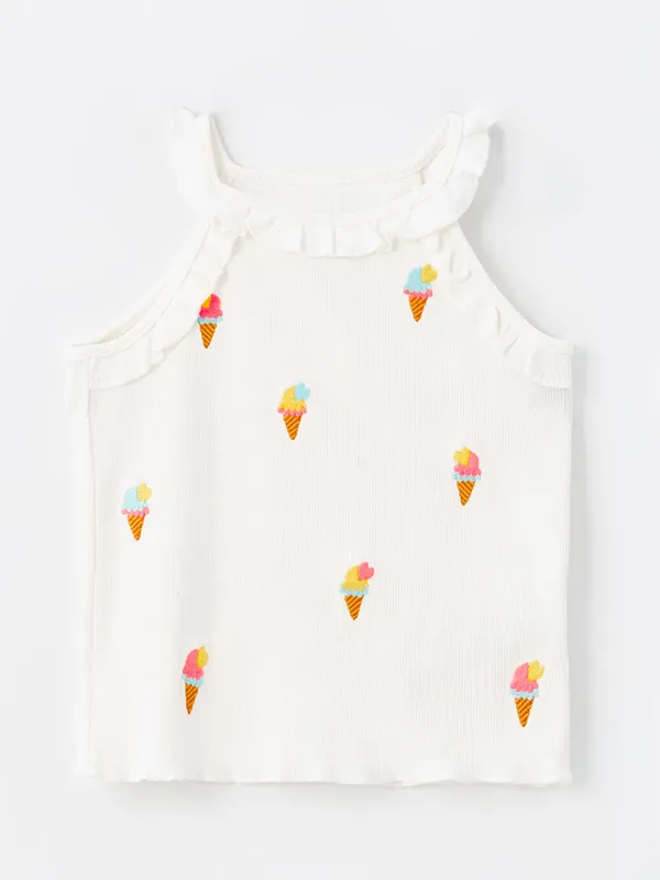 LCW-Kids-T-shirt-pour-B233b233-Filles-Imprim233-Sans-Manches-224-Col-Rond LCW Kids T-shirt pour Bébé Filles Imprimé Sans Manches à Col Rond Haute Qualité