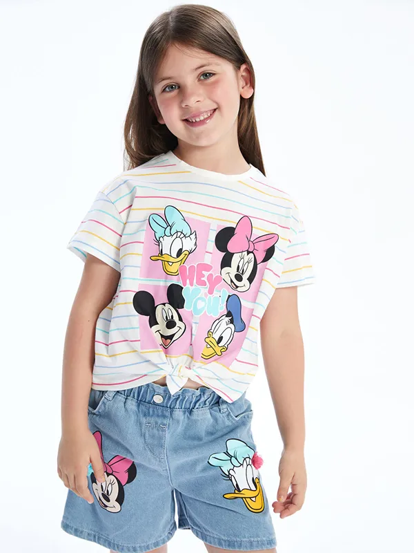 LCW-Kids-T-shirt-pour-Filles-224-Col-Rond-Imprim233-Minnie-Mouse Vente Directe LCW Kids T-shirt pour Filles à Col Rond Imprimé Minnie Mouse