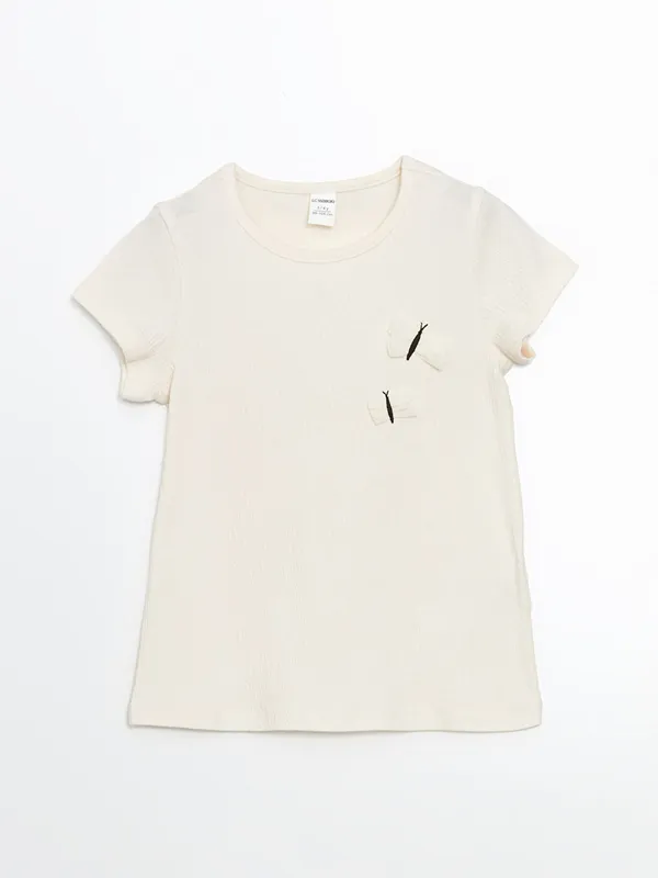 LCW-Kids-T-shirt-pour-Filles-en-Jersey-Brod233-avec-Appliqu233 Garantie Incluse LCW Kids T-shirt pour Filles en Jersey Brodé avec Appliqué