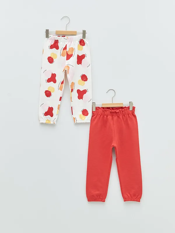 LCW-baby-Bas-de-surv234tement-en-coton-224-taille-233lastique-pour-b233b233-fille-2-pi232ces LCW baby Bas de survêtement en coton à taille élastique pour bébé fille 2 pièces Nouvelle Collection