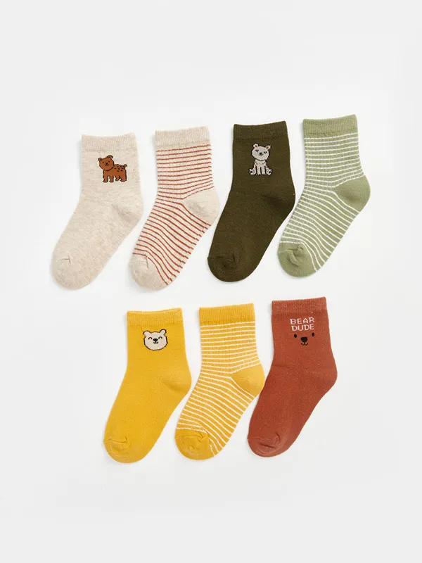 LCW-baby-Chaussettes-de-cheville-imprim233es-pour-gar231ons-b233b233-Lot-de-7-pi232ces LCW baby Chaussettes de cheville imprimées pour garçons bébé Lot de 7 pièces Prix Choc