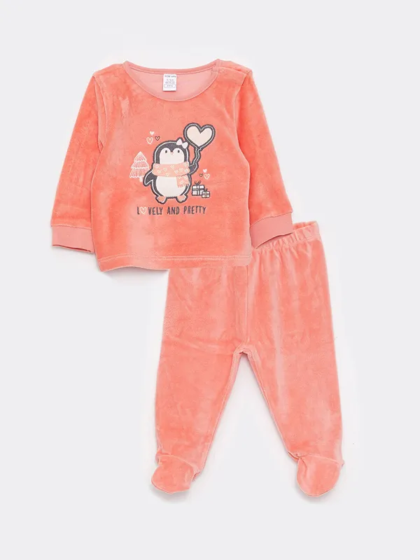 LCW-baby-Ensemble-2-Pack-en-Velours-pour-B233b233-Fille-avec-D233tails-Brod233s-224-Manches-Longues-et-Col-Rond Dernier Modèle LCW baby Ensemble 2-Pack en Velours pour Bébé Fille avec Détails Brodés à Manches Longues et Col Rond