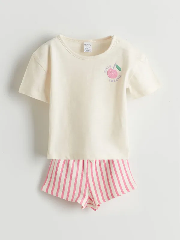LCW-baby-Ensemble-T-Shirt-Imprim233-et-Short-Ray233-B233b233-Filles-2-Pi232ces LCW baby Ensemble T-Shirt Imprimé et Short Rayé Bébé Filles 2 Pièces Remise