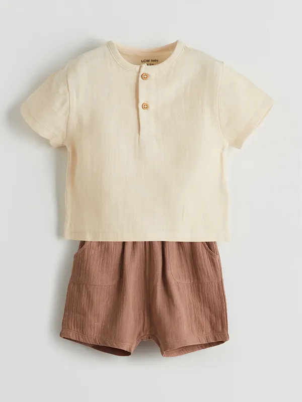 LCW-baby-Ensemble-T-Shirt-et-Short-B233b233-Gar231ons-Col-Grand-P232re Nouvelle Collection LCW baby Ensemble T-Shirt et Short Bébé Garçons Col Grand-Père