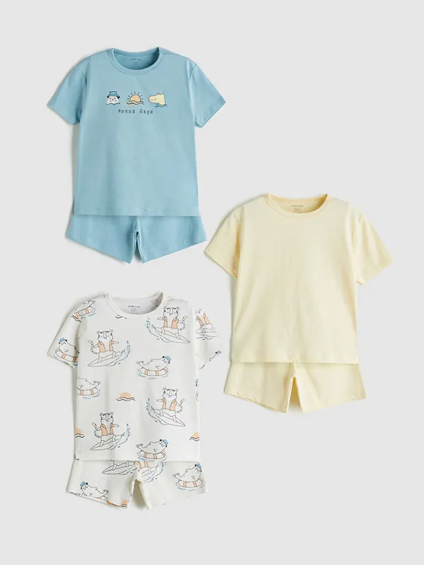 LCW-baby-Ensemble-de-3-T-shirts-et-Shorts-Imprim233s-pour-Gar231ons-B233b233 Artisanat LCW baby Ensemble de 3 T-shirts et Shorts Imprimés pour Garçons Bébé