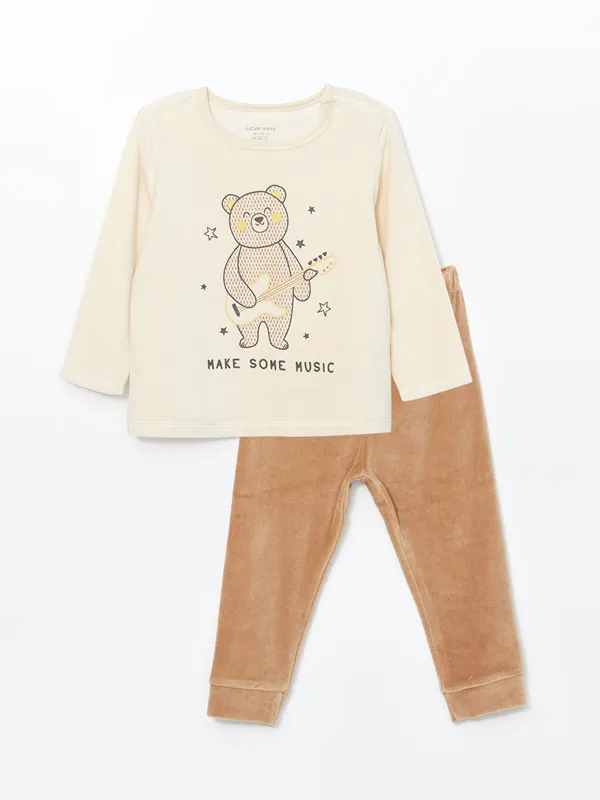 LCW-baby-Ensemble-de-Pyjama-en-Velours-pour-Gar231ons-B233b233-224-Col-Rond LCW baby Ensemble de Pyjama en Velours pour Garçons Bébé à Col Rond Solde